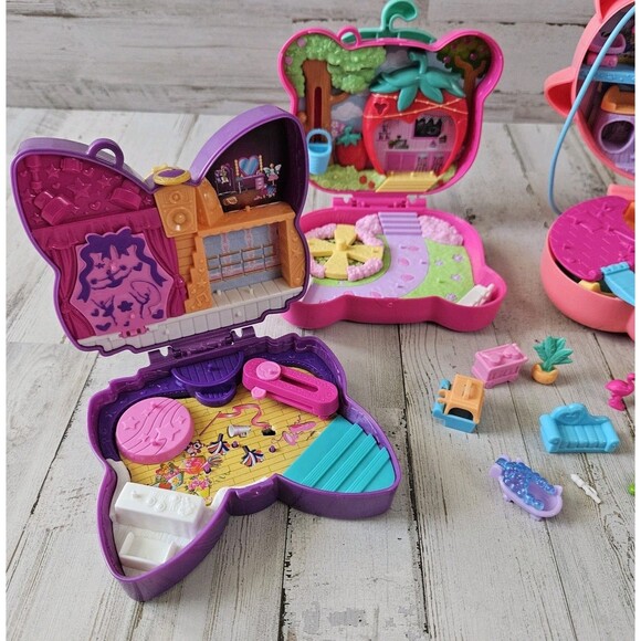 Lot Of Polly Pocket Compacts Accessories Alien Figurine Cat Strawberry Girlhood - Picture 4 of 10